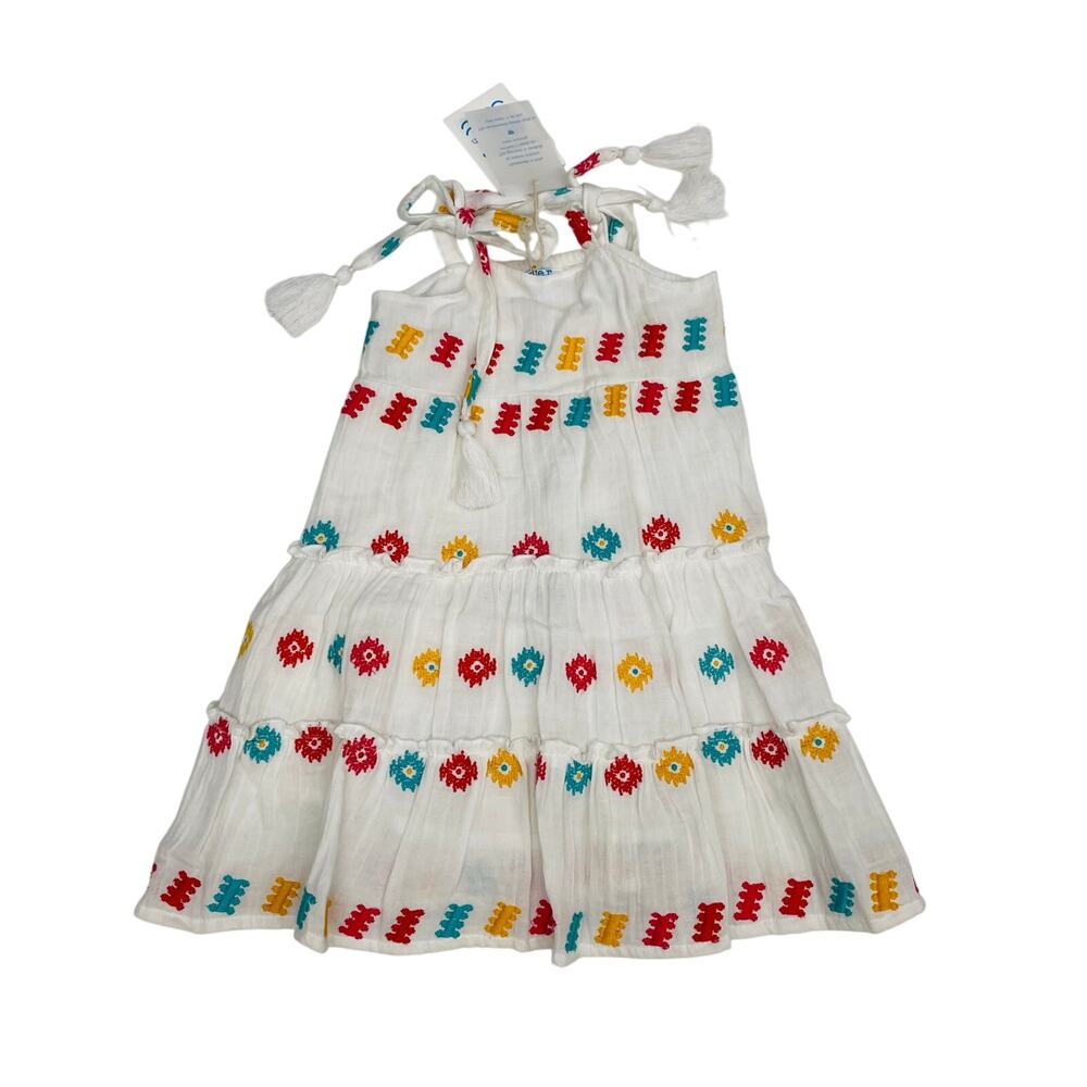 NWT Mer St. Barth Size 8 Bella Shoulder Tie Dress with Embroidery